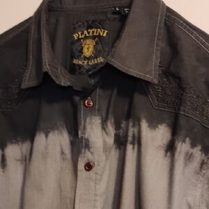 Platini Black Label Men's Gray Casual Button Down Shirt